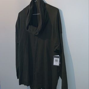 Cowl neck sweater with draw string